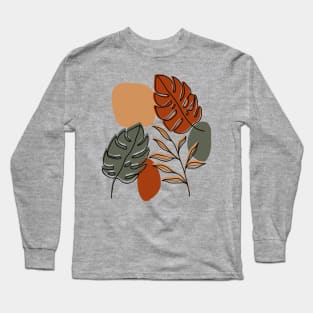 Modern Abstract Leaves And Stone Edit Long Sleeve T-Shirt